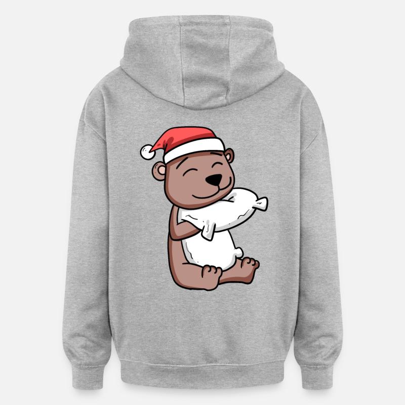 Noël de l’ours - Sweat à capuche oversize unisexe - gris chiné