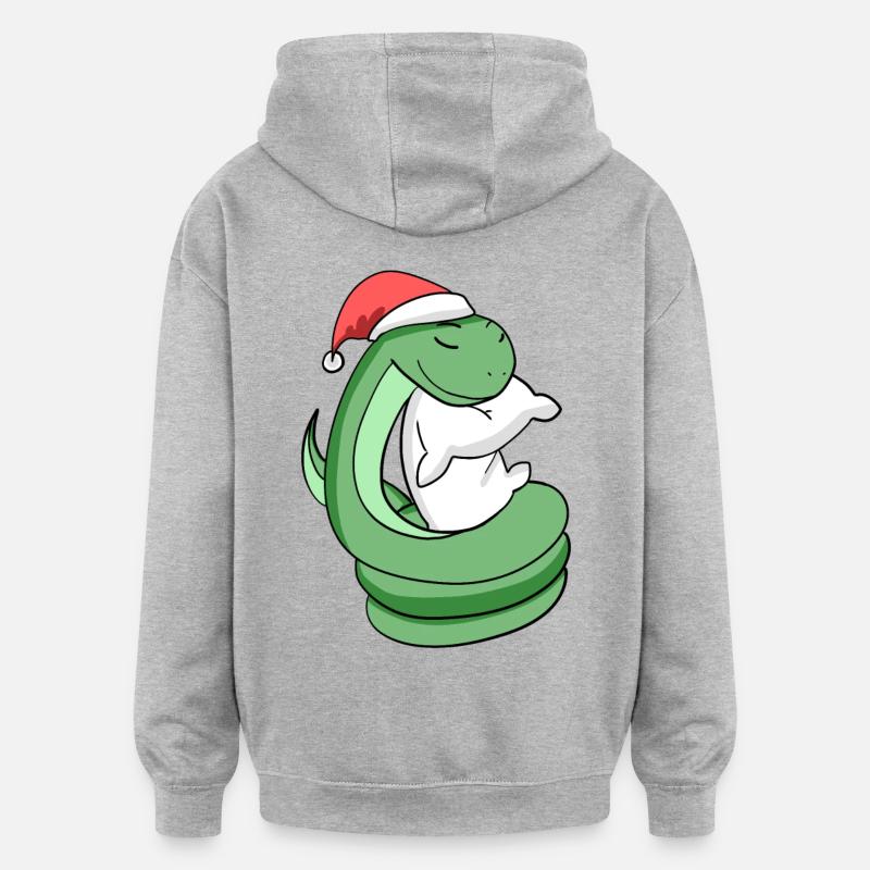 Serpent Mignon Fatigué Noël - Sweat à capuche oversize unisexe - gris chiné