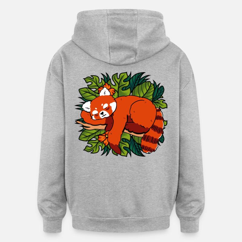 Chat Ours Petit Panda - Sweat à capuche oversize unisexe - gris chiné