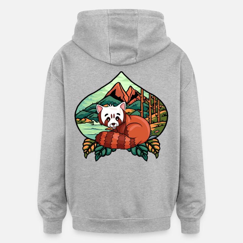 Chat Ours Petit Panda - Sweat à capuche oversize unisexe - gris chiné
