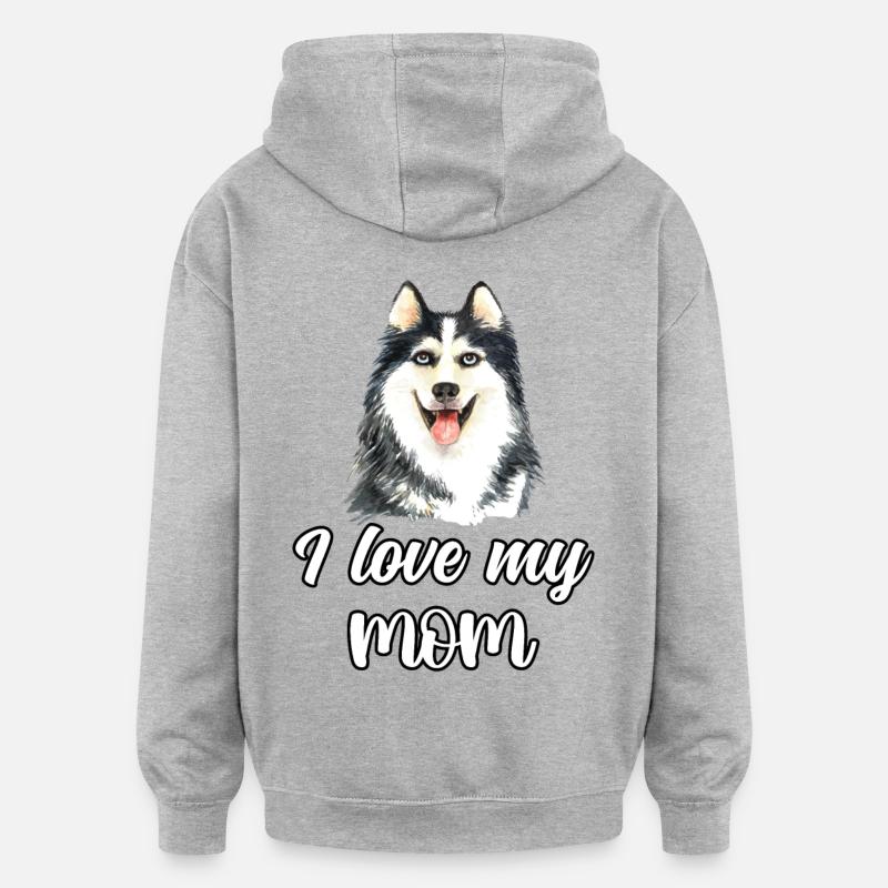 J’aime ma maman - Sweat à capuche oversize unisexe - gris chiné