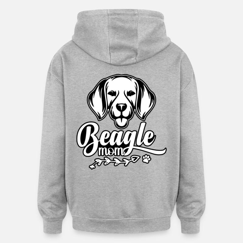 Maman Beagle - Sweat à capuche oversize unisexe - gris chiné