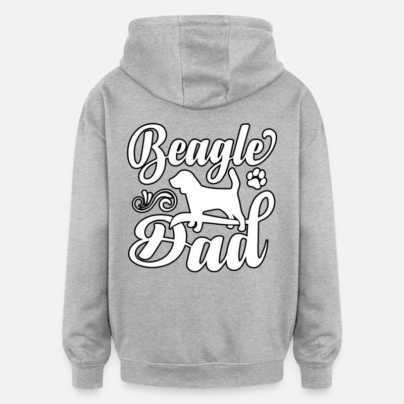 Papa Beagle - Sweat à capuche oversize unisexe - gris chiné