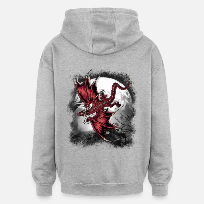 Dragon Dragon Créature mythique Mystique - Sweat à capuche oversize unisexe - gris chiné