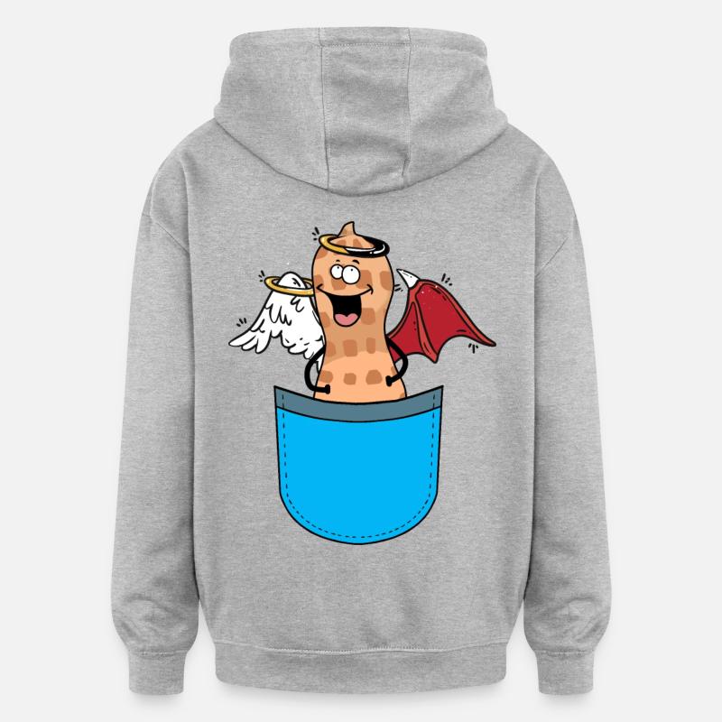 Ange cacahuète Devilchin Occulte Spirituel - Sweat à capuche oversize unisexe - gris chiné