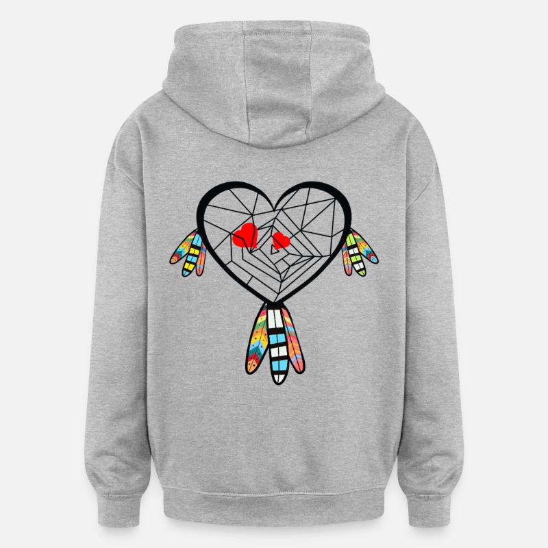 Coeurs Coeurs Saint-Valentin - Sweat à capuche oversize unisexe - gris chiné