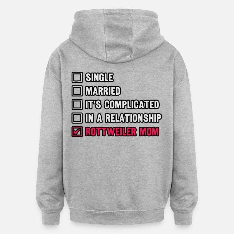 Célibataire marié c’est compliqué Rottweiler - Sweat à capuche oversize unisexe - gris chiné