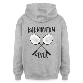 Badminton Forever Racket - Oversized Unisex Hoodie - heather grey - Back - Noah (186cm)