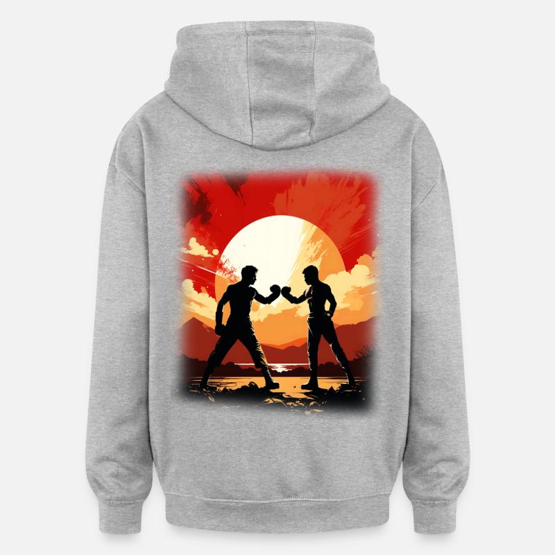 Boxe - Sweat à capuche oversize unisexe - gris chiné