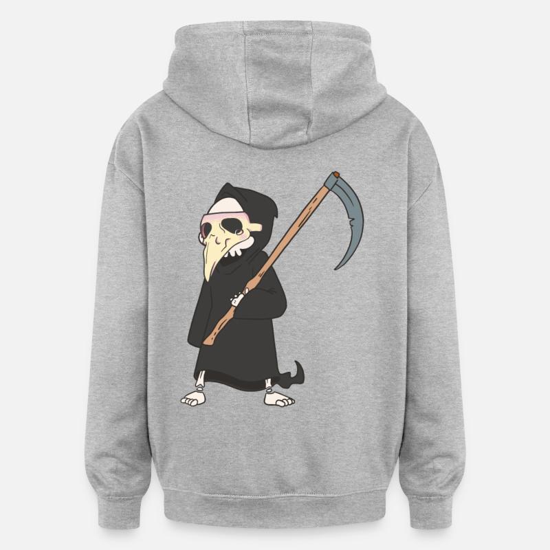 Halloween Médiéval Peste Faucheuse - Sweat à capuche oversize unisexe - gris chiné