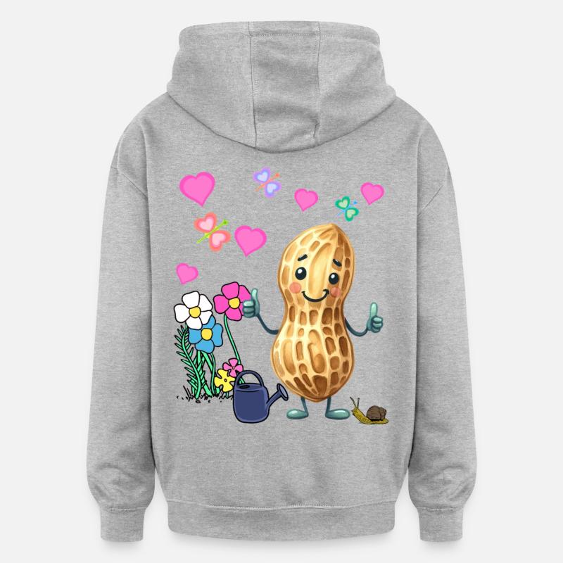 Cacahuète Printemps Jardin Fleurs Enfants - Sweat à capuche oversize unisexe - gris chiné