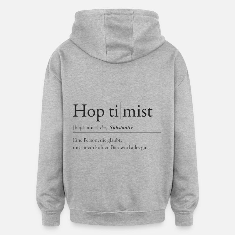 Houblon/ti/brume - Sweat à capuche oversize unisexe - gris chiné