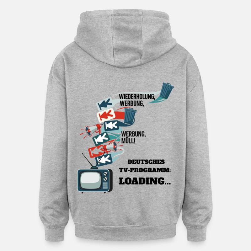 Programme de télévision allemand : Loading... - Sweat à capuche oversize unisexe - gris chiné