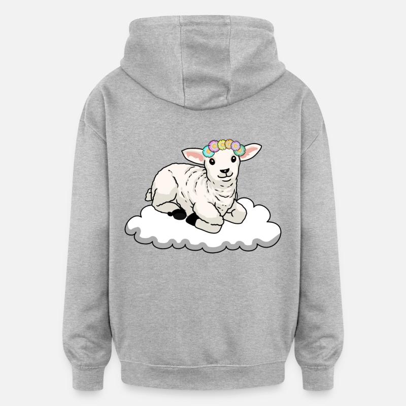 Mouton Mouton - Sweat à capuche oversize unisexe - gris chiné