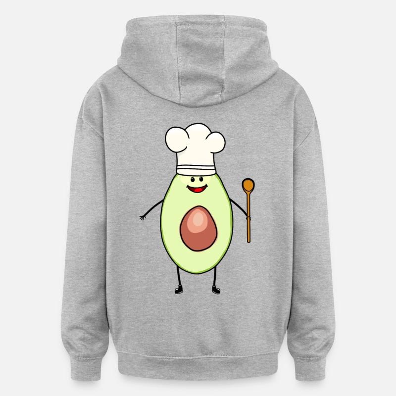 Avocado Chef’s Hat Végétarien Gourmet - Sweat à capuche oversize unisexe - gris chiné
