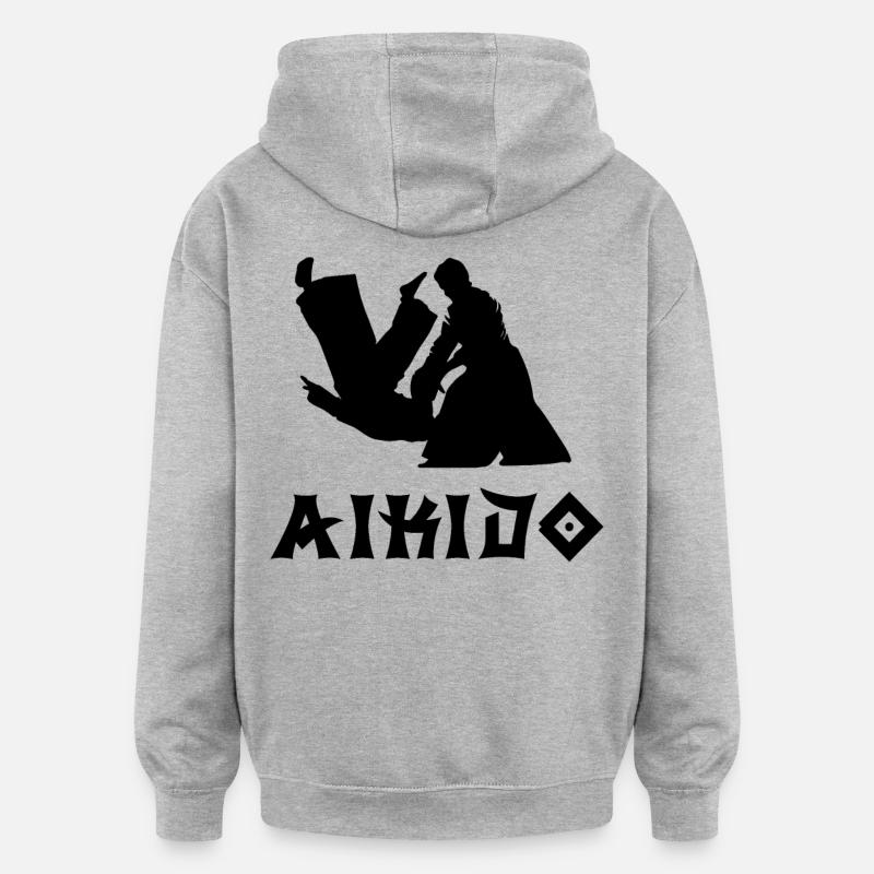 Aïkido - Sweat à capuche oversize unisexe - gris chiné