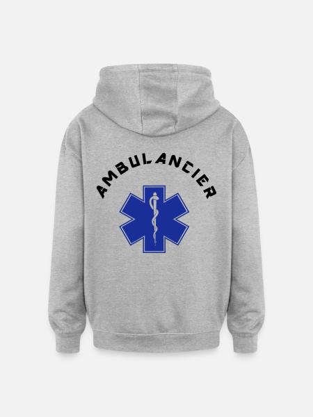 ambulancier logo 3 - Oversized Unisex Hoodie - Grau meliert