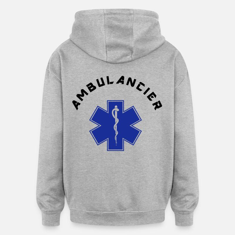 ambulancier logo - Sweat à capuche oversize unisexe - gris chiné
