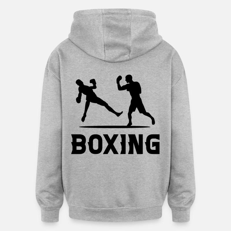 Boxe - Sweat à capuche oversize unisexe - gris chiné
