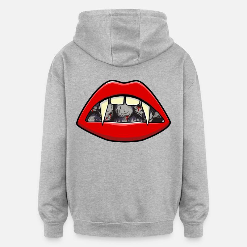 Halloween Vampire Bouche Sangsue Vampire - Sweat à capuche oversize unisexe - gris chiné