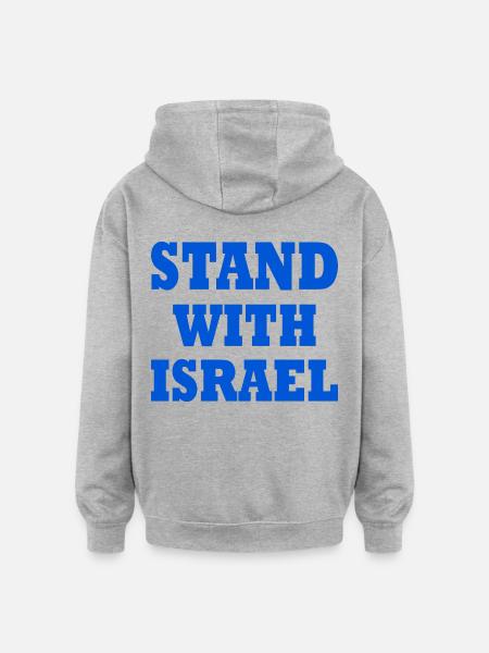 Stand with israel - Sweat à capuche oversize unisexe - gris chiné