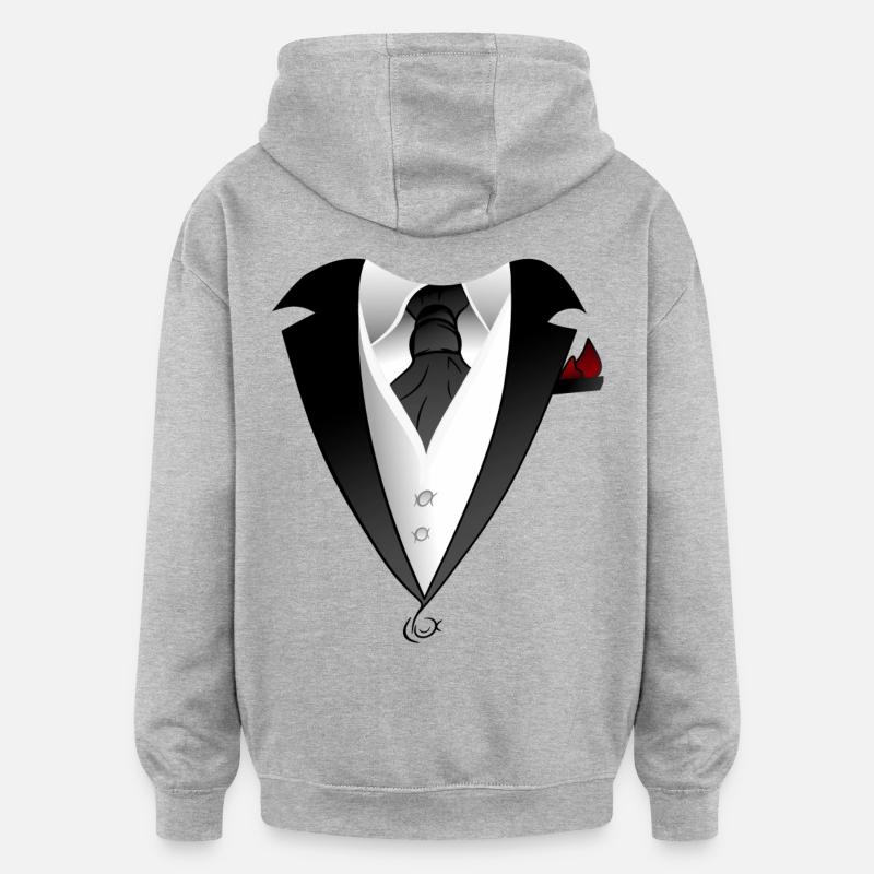 Costume avec veste cravate design - Sweat à capuche oversize unisexe - gris chiné