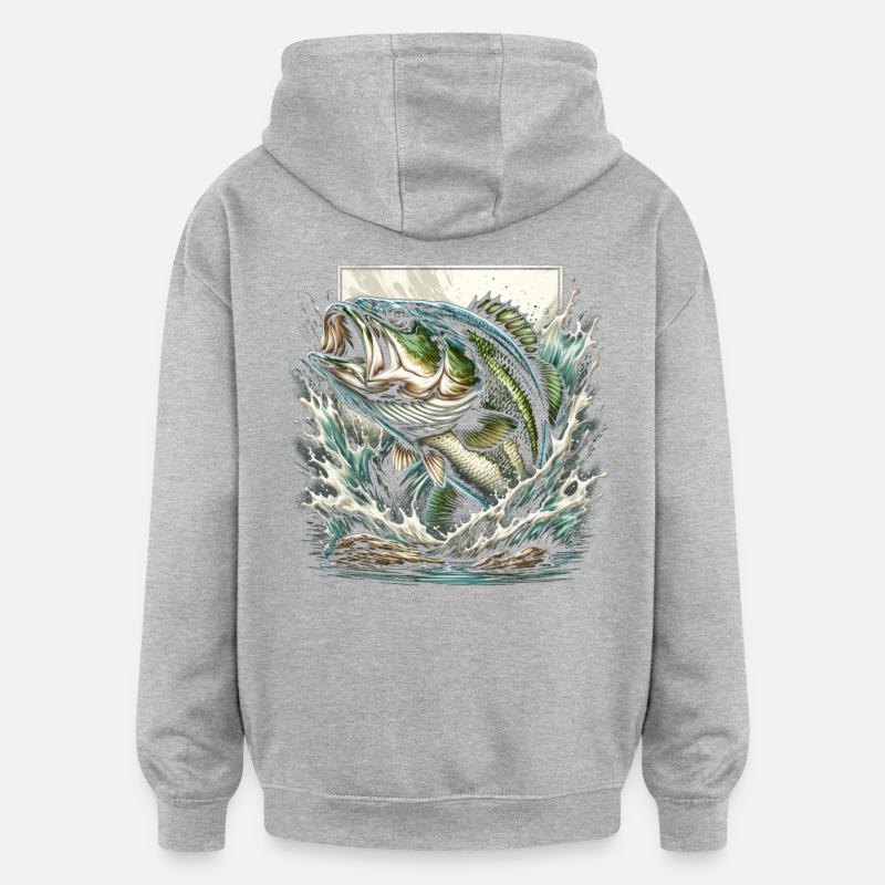 Poisson bar - Sweat à capuche oversize unisexe - gris chiné