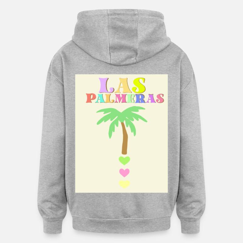 Palmier pastel - Sweat à capuche oversize unisexe - gris chiné