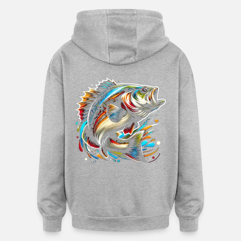 Poisson bar - Sweat à capuche oversize unisexe - gris chiné