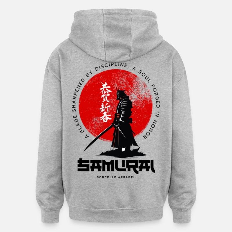Samurai Moon Circle - Oversized Unisex Hoodie - heather grey