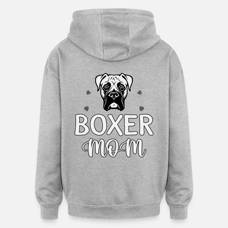 Maman boxeuse - Sweat à capuche oversize unisexe - gris chiné