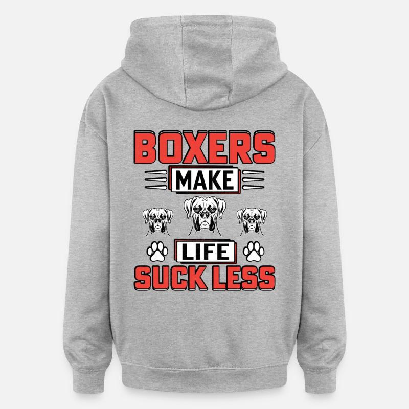 Boxers make life suck less - Oversized Unisex Hoodie - heather grey