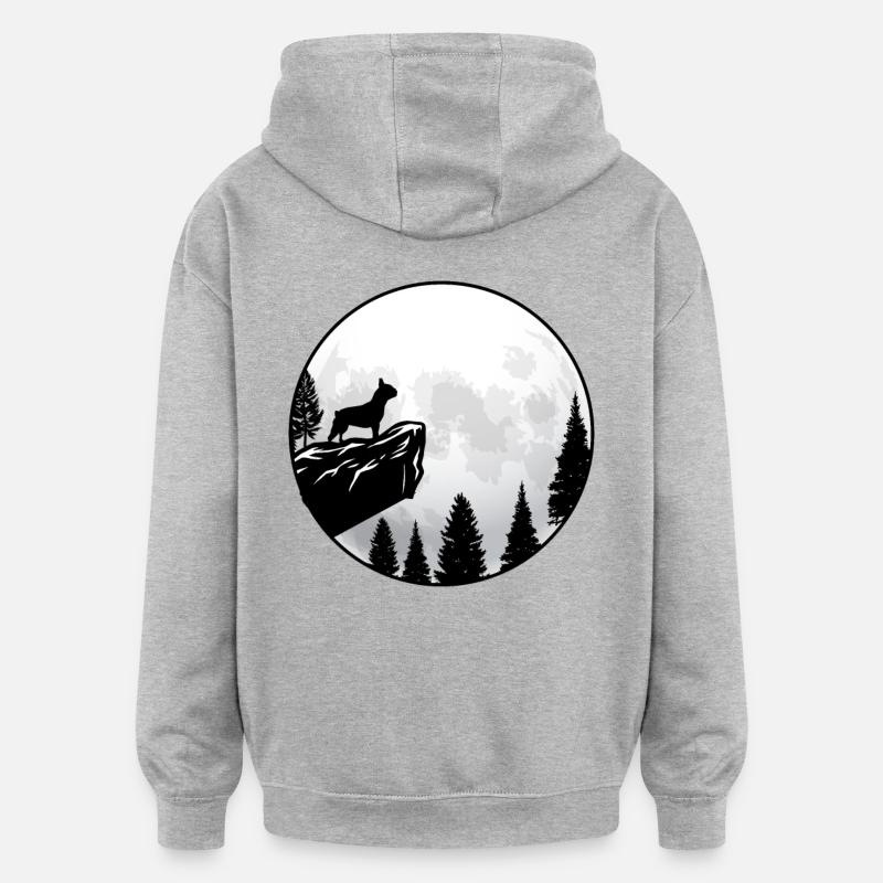 Bouledogue français - Sweat à capuche oversize unisexe - gris chiné