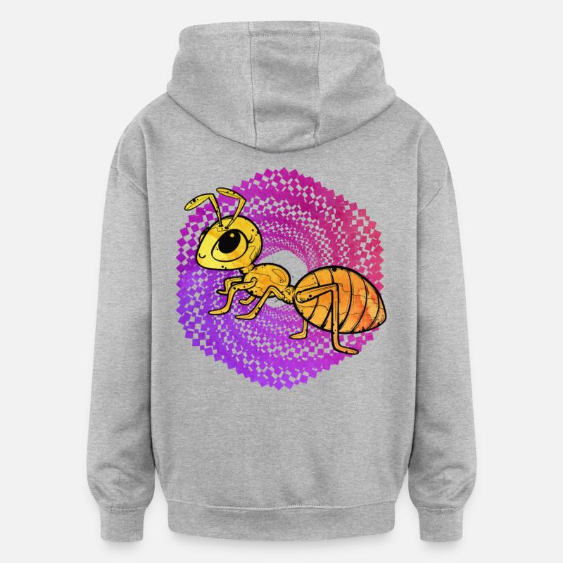 fourmi - Sweat à capuche oversize unisexe - gris chiné