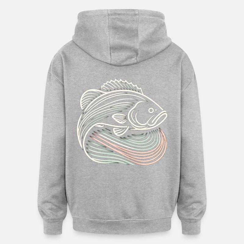 Poisson bar - Sweat à capuche oversize unisexe - gris chiné