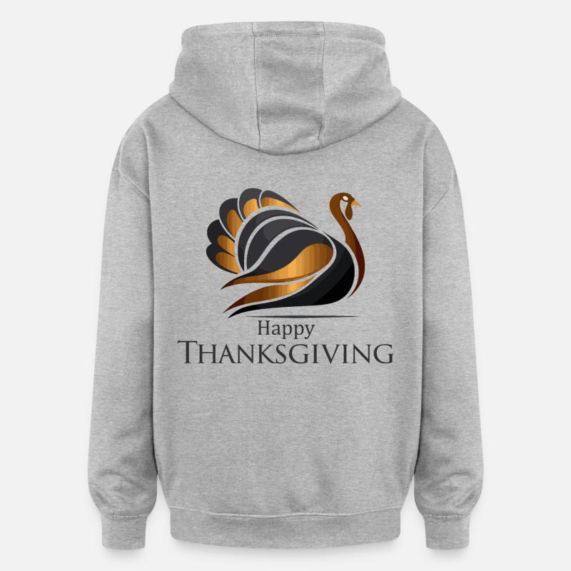 Dinde de Thanksgiving - Sweat à capuche oversize unisexe - gris chiné