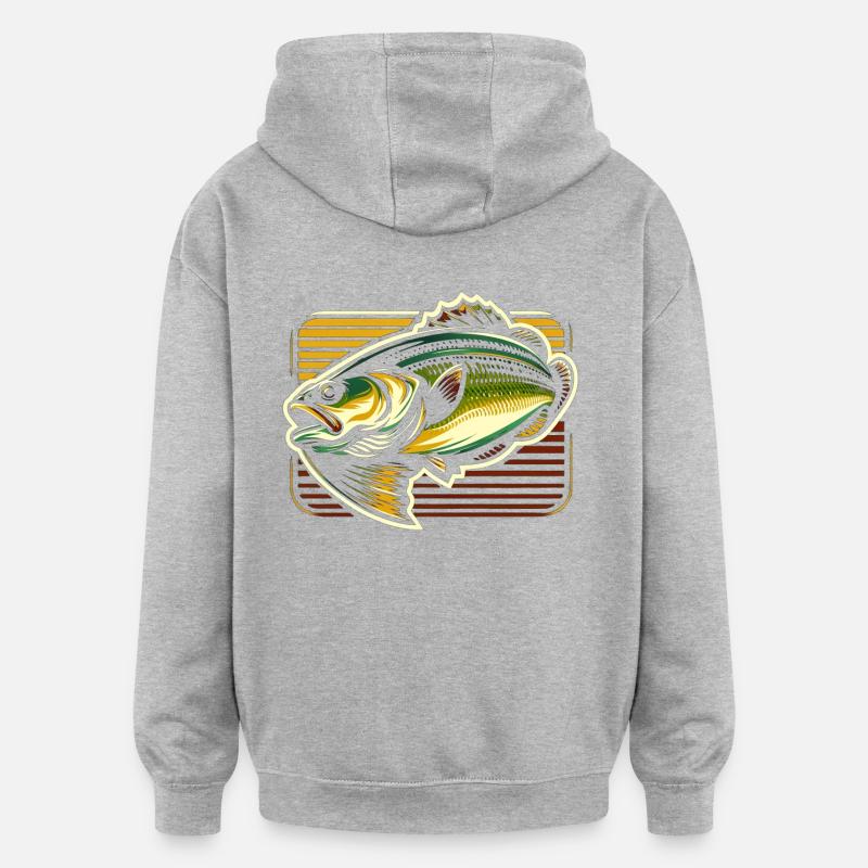 Poisson bar - Sweat à capuche oversize unisexe - gris chiné