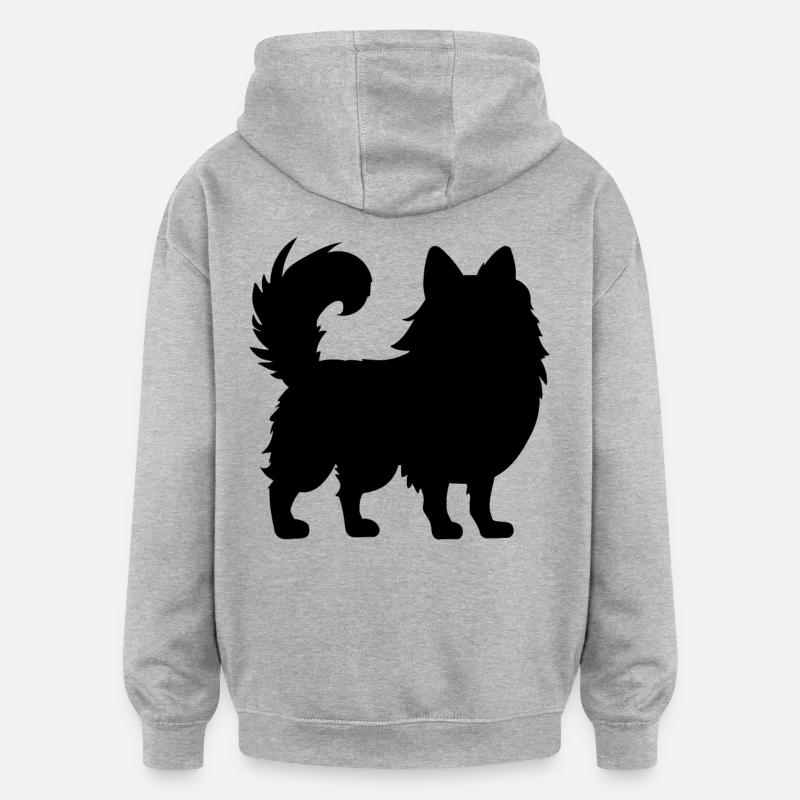 Zwergspitz de Poméranie - Sweat à capuche oversize unisexe - gris chiné