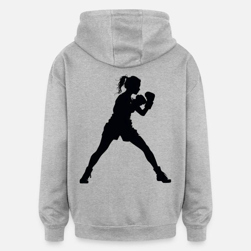 Frau Mädchen Boxen - Oversized Unisex Hoodie - Grau meliert