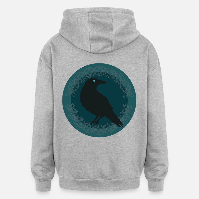 Corbeau Celtique - Sweat à capuche oversize unisexe - gris chiné