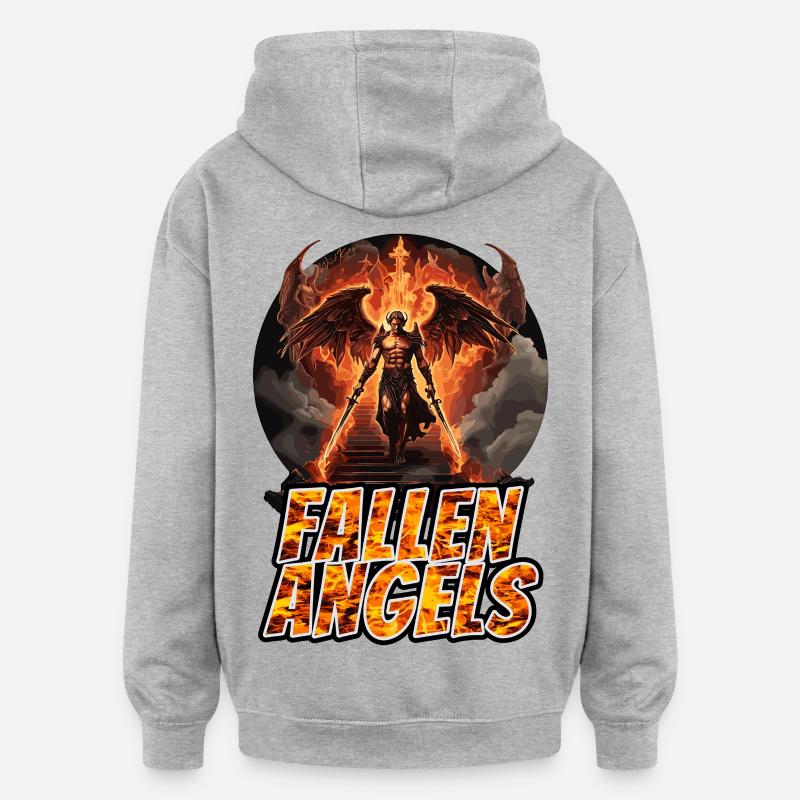 Ange - Sweat à capuche oversize unisexe - gris chiné