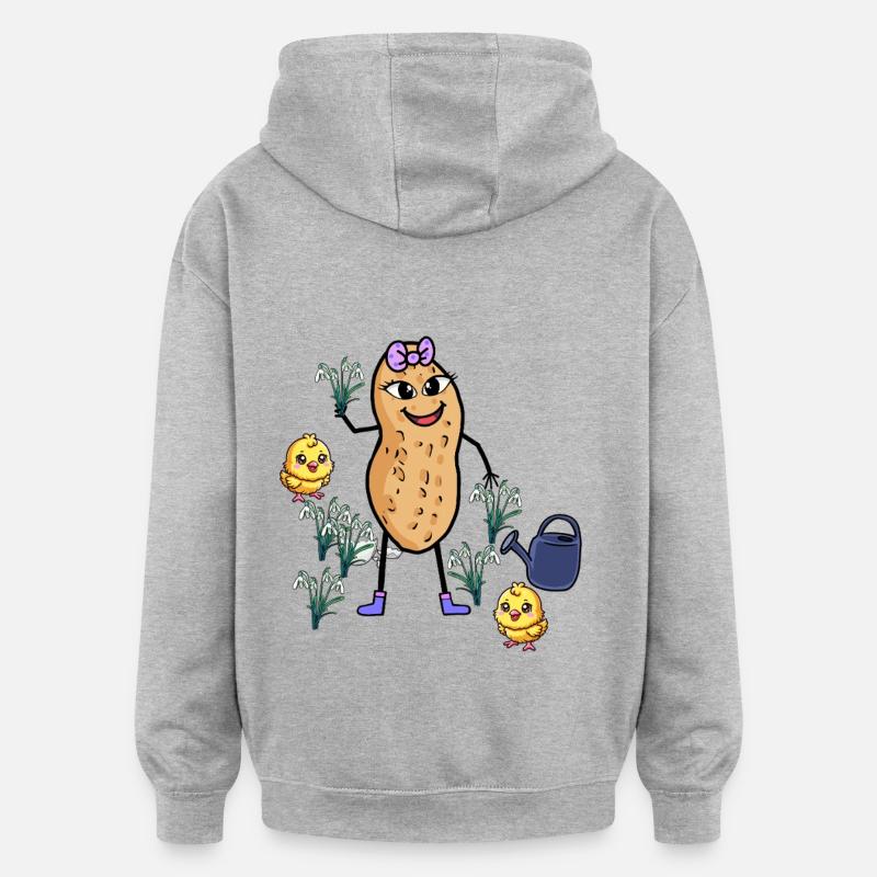 Peanut Spring Easter Chick Snowdrop - Oversized Unisex Hoodie - heather grey