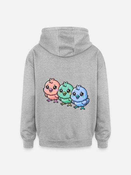 Baby Barn Barn Kylling Påske Småbarn Kylling - Oversized unisex-hettegenser - gråmelert