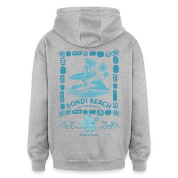 Bondi Beach Turquoise Palm Island - Oversized Unisex Hoodie - heather grey - Back - Noah (186cm)