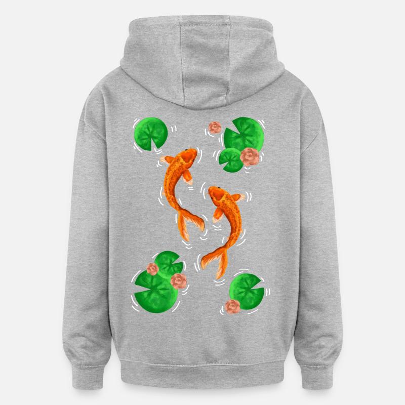 Danse Koifisch sur des nénuphars - Sweat à capuche oversize unisexe - gris chiné