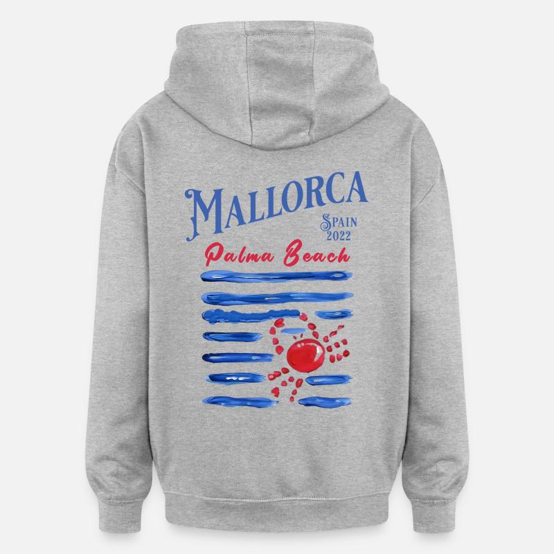 Mallorca 2022 Palma Beach Crabe - Sweat à capuche oversize unisexe - gris chiné