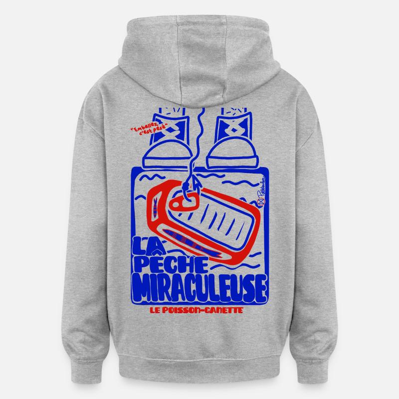 Pêche Miraculeuse Retro - Sweat à capuche oversize unisexe - gris chiné