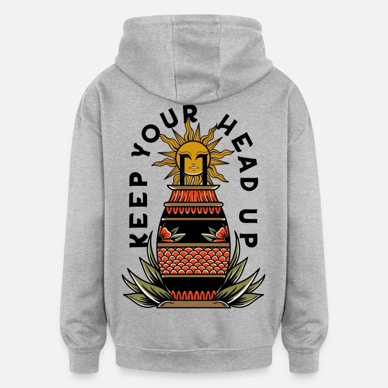 Keep Your Head Up - Oversized Unisex Hoodie - Grau meliert
