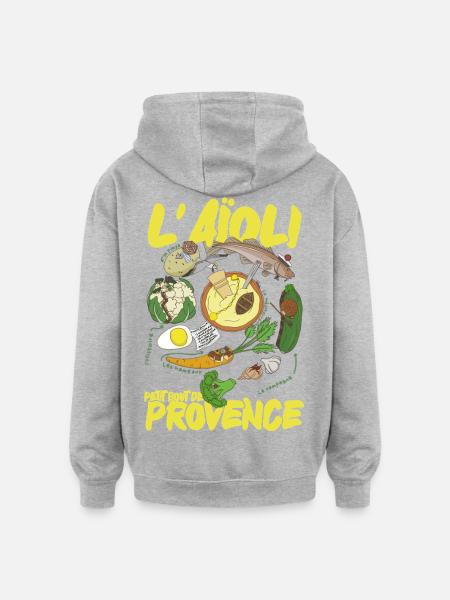 Illustrated Provençal aioli - Oversized Unisex Hoodie - heather grey