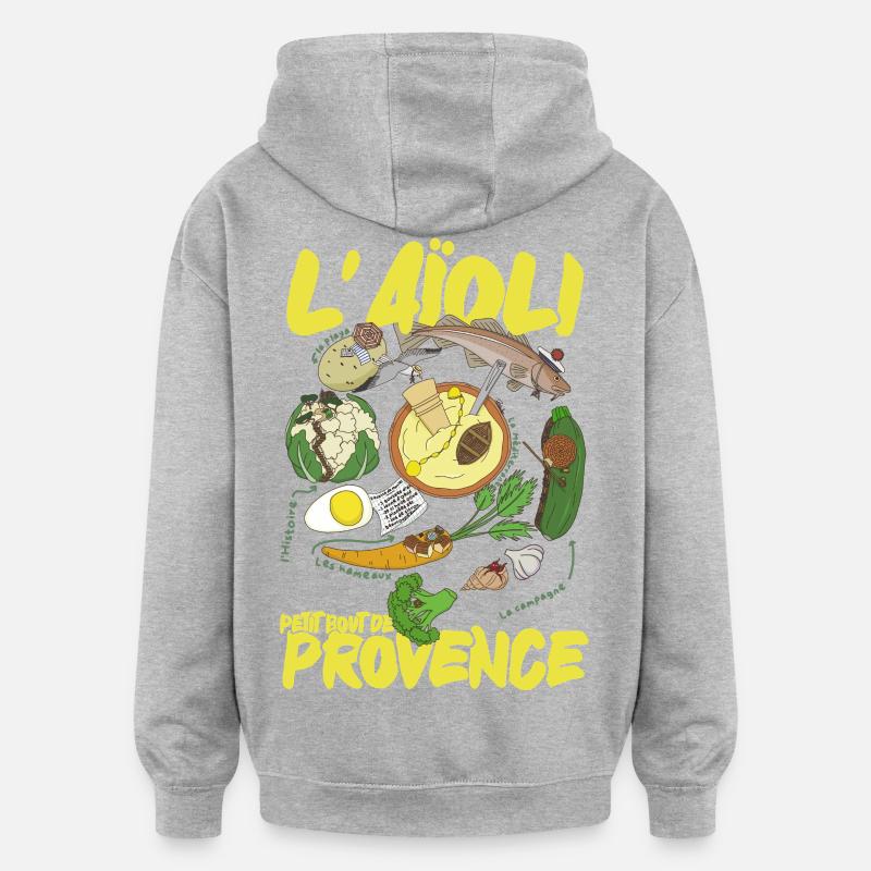 Illustrerade provensalska aioli - Oversized luvtröja unisex - gråmelerad